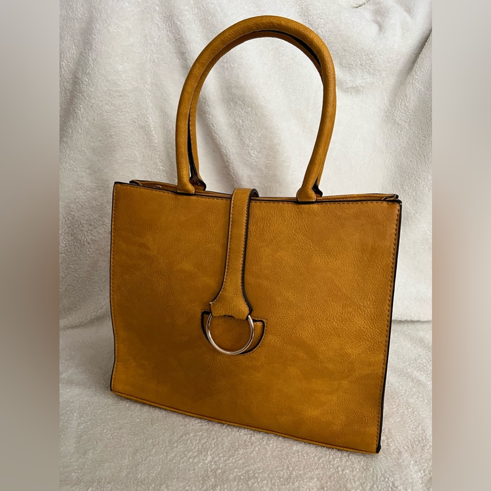 Large Structured Yellow Shoulder Bag
